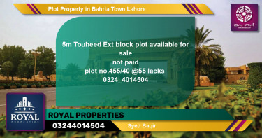 Residential Plot for Sale in Bahria Town, Lahore - (BP-41064)
