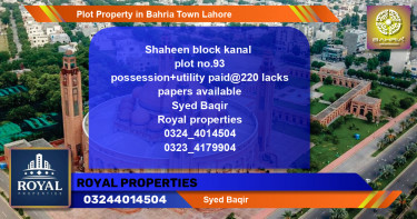 Residential Plot for Sale in Bahria Town, Lahore - (BP-41452)