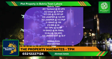 Residential Plot for Sale in Sector F - Tauheed Block -  Bahria Town, Lahore - (BP-41555)