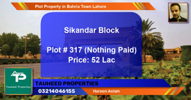 Residential Plot for Sale in Bahria Town, Lahore - (BP-41575)