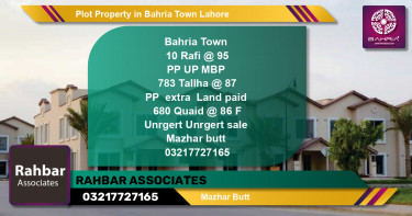 Residential Plot for Sale in Bahria Town, Lahore - (BP-41580)