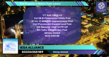 Residential Plot for Sale in Bahria Town, Lahore - (BP-41618)