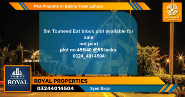 Residential Plot for Sale in Bahria Town, Lahore - (BP-41635)