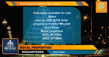 Residential Plot for Sale in Bahria Town, Lahore - (BP-41636)