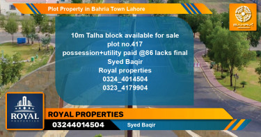 Residential Plot for Sale in Bahria Town, Lahore - (BP-41639)