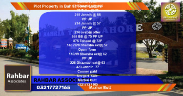 Residential Plot for Sale in Bahria Town, Lahore - (BP-41669)