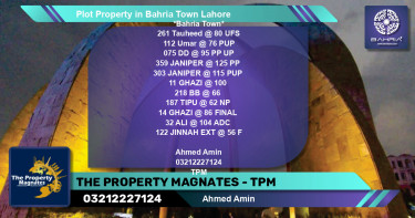 Residential Plot for Sale in Sector F - Tauheed Block -  Bahria Town, Lahore - (BP-41738)
