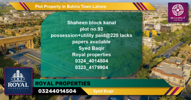 Residential Plot for Sale in Bahria Town, Lahore - (BP-41760)