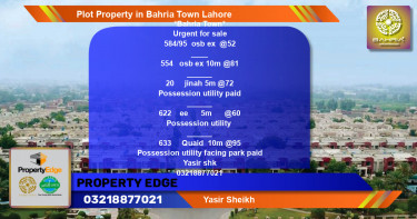 Residential Plot for Sale in Bahria Town, Lahore - (BP-41778)