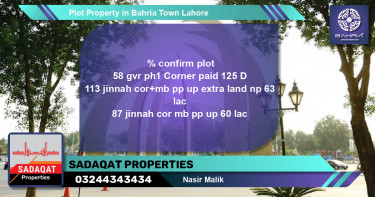 Residential Plot for Sale in Bahria Town, Lahore - (BP-41819)