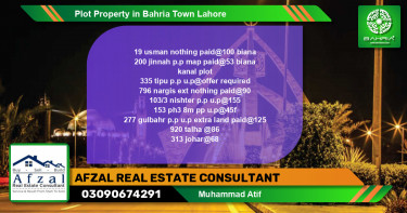Residential Plot for Sale in Bahria Town, Lahore - (BP-42055)