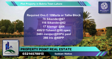 Residential Plot for Sale in Bahria Town, Lahore - (BP-42113)