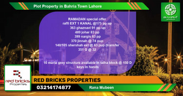 Residential Plot for Sale in Bahria Town, Lahore - (BP-42166)