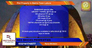 Residential Plot for Sale in Bahria Town, Lahore - (BP-42167)