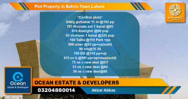 Residential Plot for Sale in Bahria Town, Lahore - (BP-42170)