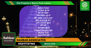 Residential Plot for Sale in Bahria Town, Lahore - (BP-42735)