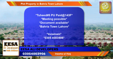 Residential Plot for Sale in Bahria Town, Lahore - (BP-42769)
