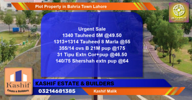 Residential Plot for Sale in Sector F - Tauheed Block -  Bahria Town, Lahore - (BP-42862)