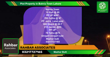 Residential Plot for Sale in Bahria Town, Lahore - (BP-42953)