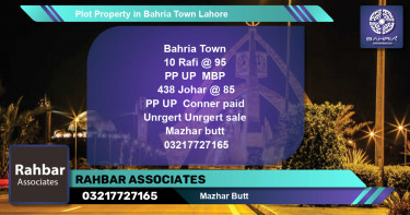 Residential Plot for Sale in Bahria Town, Lahore - (BP-42955)