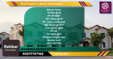 Residential Plot for Sale in Bahria Town, Lahore - (BP-42999)