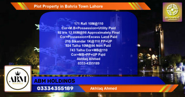 Residential Plot for Sale in Bahria Town, Lahore - (BP-43026)