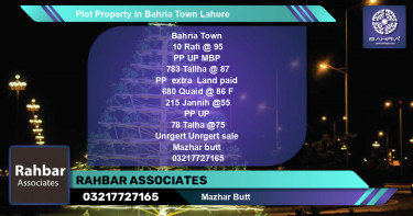 Residential Plot for Sale in Bahria Town, Lahore - (BP-43048)