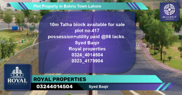 Residential Plot for Sale in Bahria Town, Lahore - (BP-43095)