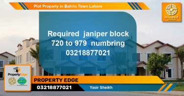 Residential Plot for Sale in Bahria Town, Lahore - (BP-43133)