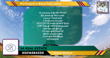 Residential Plot for Sale in Bahria Town, Lahore - (BP-43236)