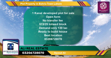Residential Plot for Sale in Bahria Town, Lahore - (BP-43334)
