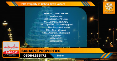 Residential Plot for Sale in Bahria Town, Lahore - (BP-43348)