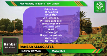 Residential Plot for Sale in Bahria Town, Lahore - (BP-43353)