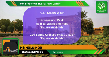 Residential Plot for Sale in Bahria Town, Lahore - (BP-43367)