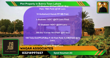 Residential Plot for Sale in Bahria Town, Lahore - (BP-43420)