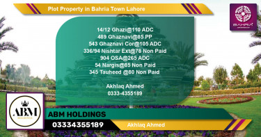 Residential Plot for Sale in Bahria Town, Lahore - (BP-43580)