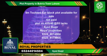 Residential Plot for Sale in Bahria Town, Lahore - (BP-43623)