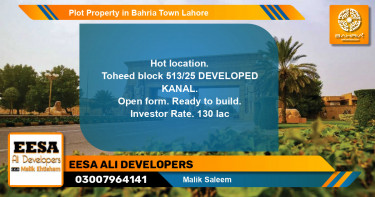 Residential Plot for Sale in Bahria Town, Lahore - (BP-43644)