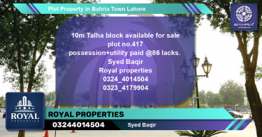 Residential Plot for Sale in Bahria Town, Lahore - (BP-43735)
