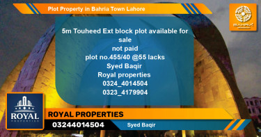 Residential Plot for Sale in Bahria Town, Lahore - (BP-43741)