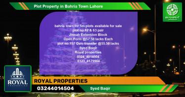Residential Plot for Sale in Bahria Town, Lahore - (BP-43802)