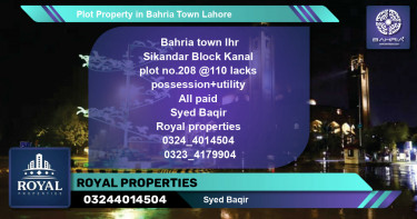 Residential Plot for Sale in Bahria Town, Lahore - (BP-43803)