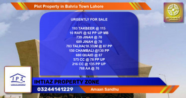 Residential Plot for Sale in Bahria Town, Lahore - (BP-44061)