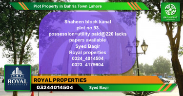 Residential Plot for Sale in Bahria Town, Lahore - (BP-44095)