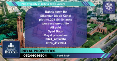 Residential Plot for Sale in Bahria Town, Lahore - (BP-44100)