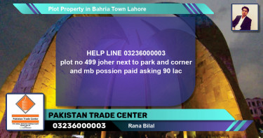 Residential Plot for Sale in Bahria Town, Lahore - (BP-44190)