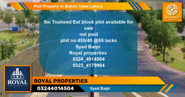 Residential Plot for Sale in Bahria Town, Lahore - (BP-44233)