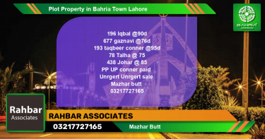 Residential Plot for Sale in Bahria Town, Lahore - (BP-44244)