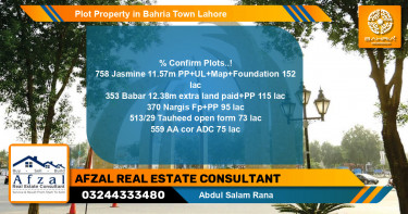 Residential Plot for Sale in Bahria Town, Lahore - (BP-44276)