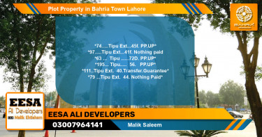 Residential Plot for Sale in Bahria Town, Lahore - (BP-44295)